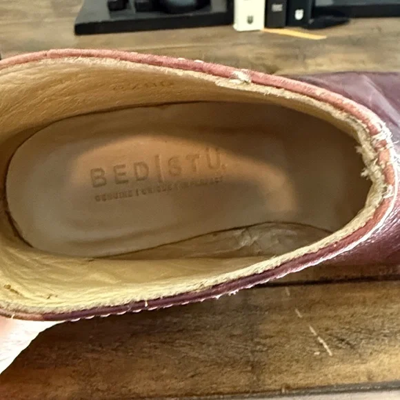 Bed Stu Cobbler Series Onset Burgundy Peep-Toe Ankle Boots - Picture 9 of 9